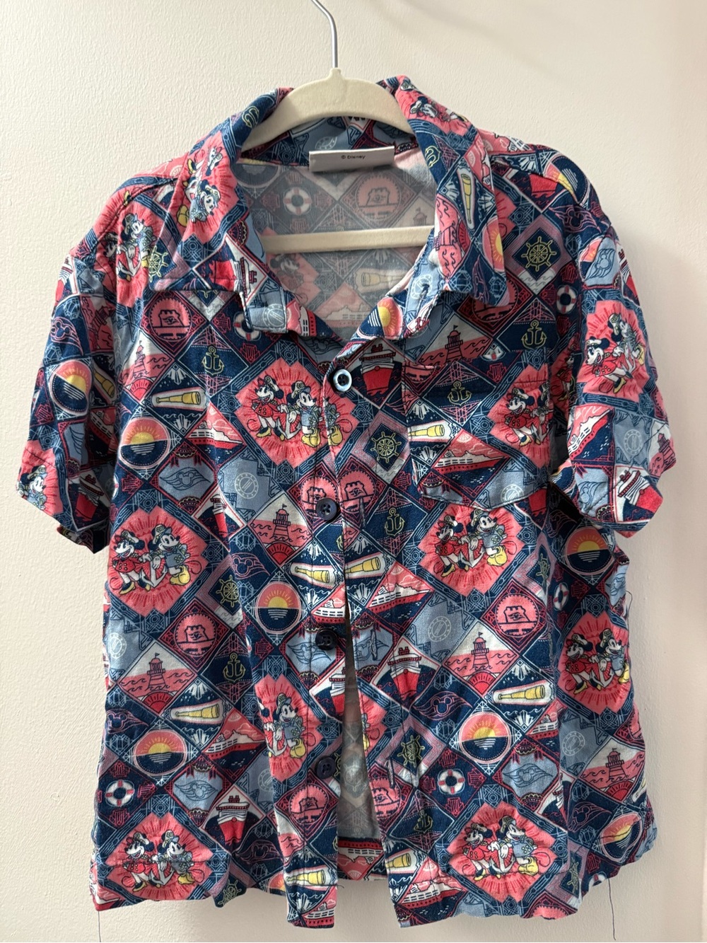 Disney Cruise Line Nautical Print Shirt - Navy & Coral
